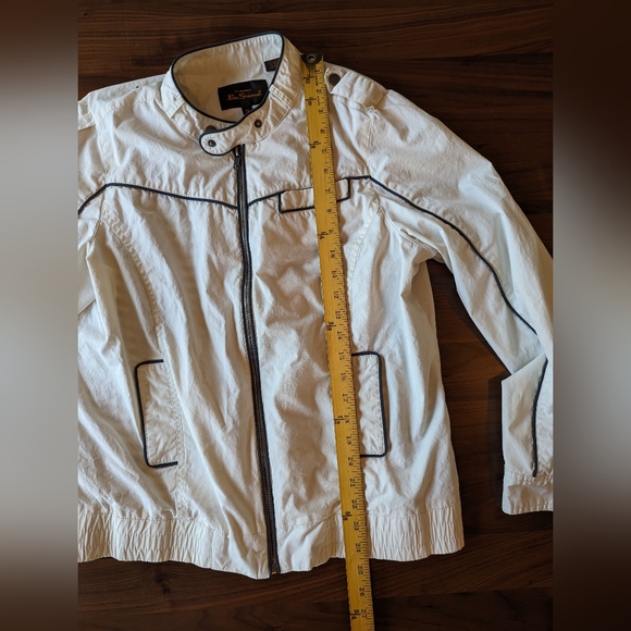 Ben Sherman White Moto Jacket Pockets Striped Liner Y2K Punk Women's Size XL EUC - Picture 11 of 15
